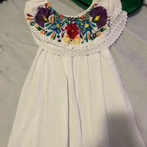 Embroidered White Shirt with Floral Design